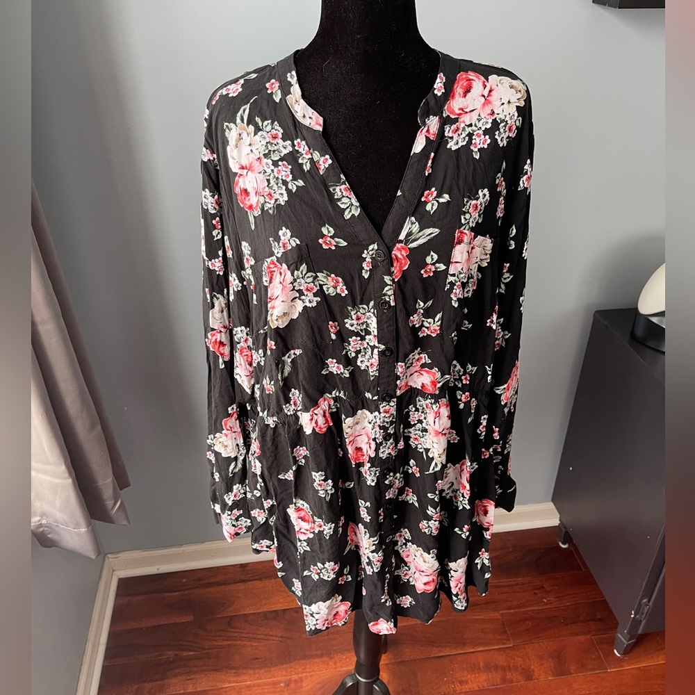 Black Flower Blouse